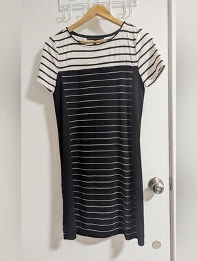 White House Black Market Black and White Striped Dress